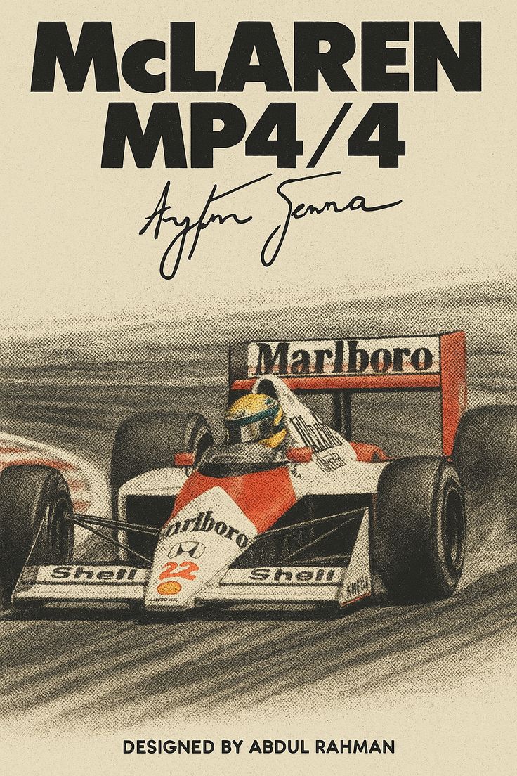 McLaren MP4/4 Ayrton Senna - Vintage Formula 1 Poster