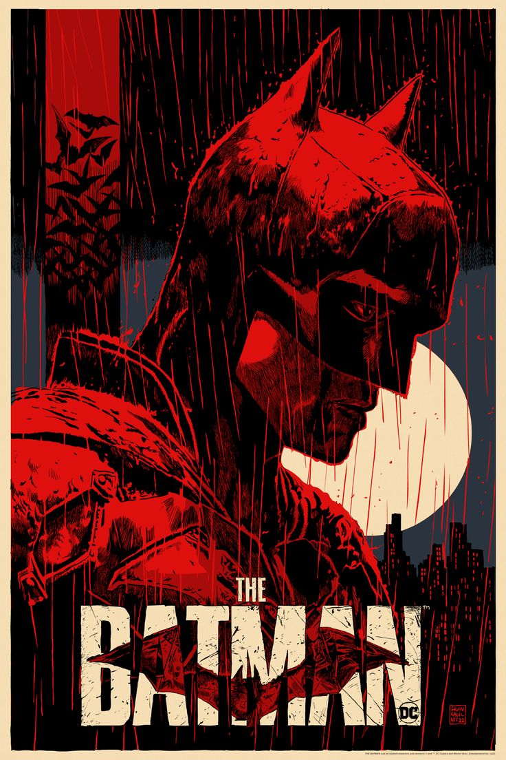 The Batman (2022) - Red and Black Noir Poster Art Print