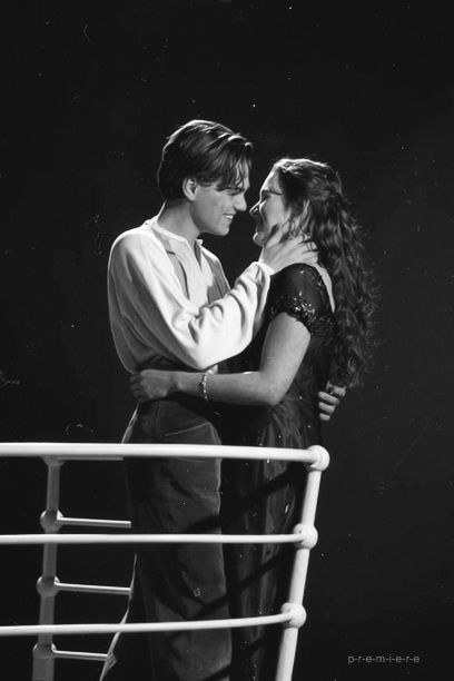 Titanic: Jack and Rose - A Timeless Black and White Embrace Poster