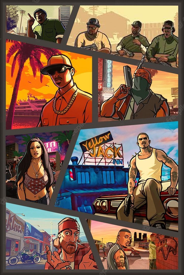 Grand Theft Auto: San Andreas - Classic Art Collage Poster