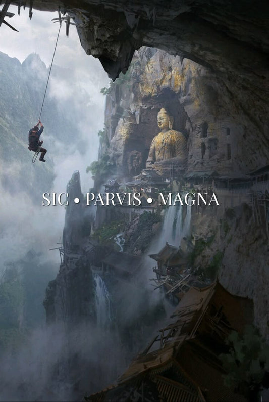 Uncharted "Sic Parvis Magna" - Temple Ascent Adventure Poster