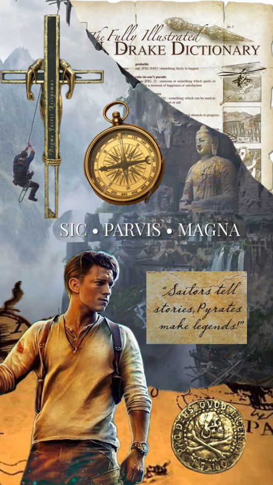 Uncharted: Sic Parvis Magna - An Adventurer's Collage Poster