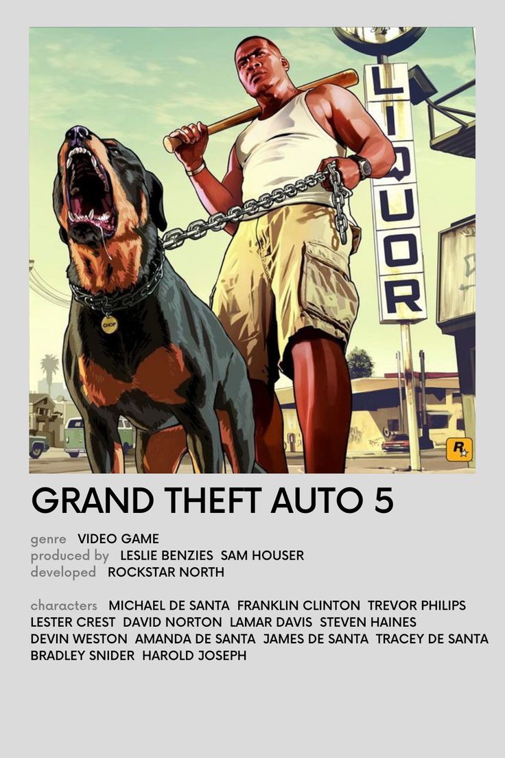 Grand Theft Auto V (GTA 5) - Franklin & Chop Minimalist Poster